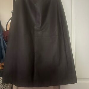 Elegant Brown Leather Maxi Skirt